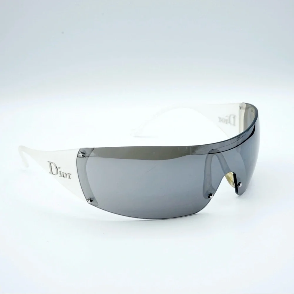 Auth RARE DIOR SKI 5 VA2 Shield Sunglass SET Case sport strap opaque white black